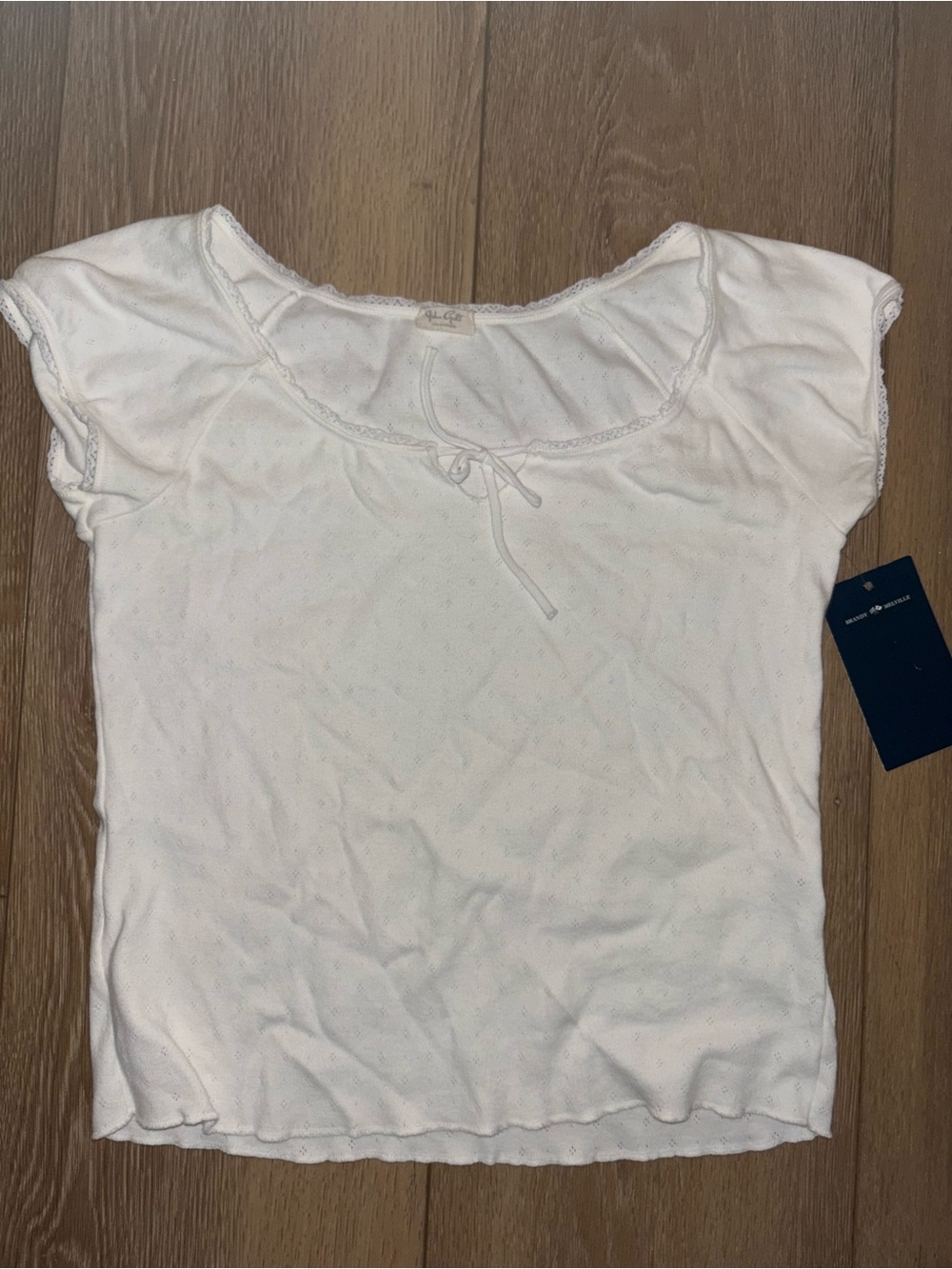 J Galt / Brandy Melville White Short Sleeve Scoop Neck Top